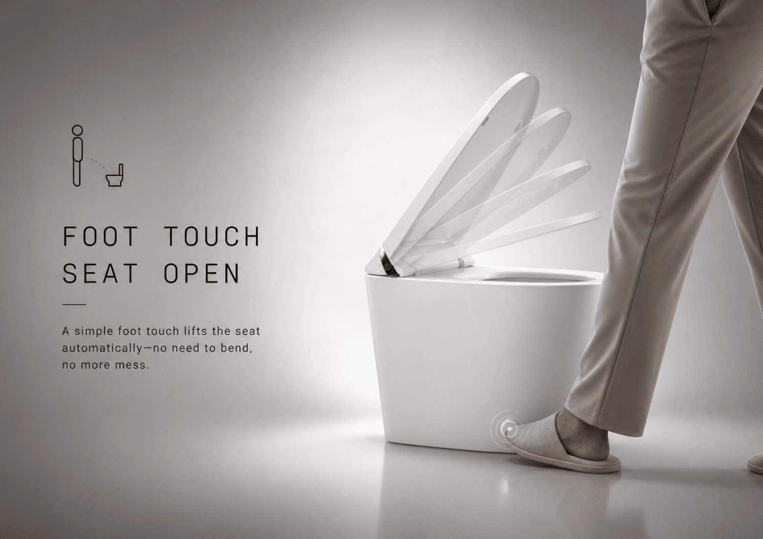 Foot touch seat open - lift seat with a gentle foot tap